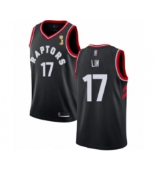 Men's Toronto Raptors #17 Jeremy Lin Swingman Black 2019 Basketball Finals Champions Jersey Statement Edition