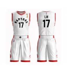 Women's Toronto Raptors #17 Jeremy Lin Swingman White 2019 Basketball Finals Champions Suit Jersey - Association Edition