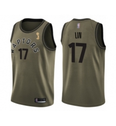 Youth Toronto Raptors #17 Jeremy Lin Swingman Green Salute to Service 2019 Basketball Finals Champions Jersey
