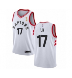 Youth Toronto Raptors #17 Jeremy Lin Swingman White 2019 Basketball Finals Champions Jersey - Association Edition