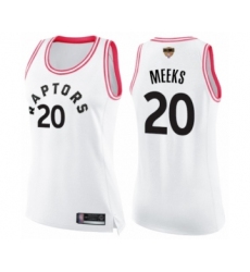 Women's Toronto Raptors #20 Jodie Meeks Swingman White Pink Fashion 2019 Basketball Finals Bound Jersey