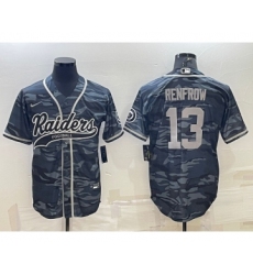 Men's Las Vegas Raiders #13 Hunter Renfrow Grey Camo With Patch Cool Base Stitched Baseball Jersey