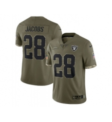Men's Las Vegas Raiders #28 Josh Jacobs 2022 Olive Salute To Service Limited Stitched Jersey