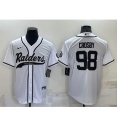 Men's Las Vegas Raiders #98 Maxx Crosby White Stitched MLB Cool Base Nike Baseball Jersey