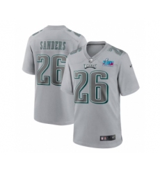 Men's Philadelphia Eagles #26 Miles Sanders Gray Super Bowl LVII Patch Atmosphere Fashion Stitched Game Jersey