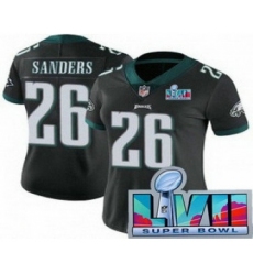 Women's Philadelphia Eagles #26 Miles Sanders Limited Black Super Bowl LVII Vapor Jersey