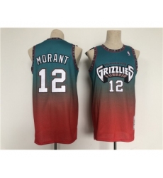 Men's Memphis Grizzlies #12 Ja Morant Teal Red Throwback Stitched Jersey