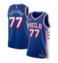 Men's Philadelphia 76ers #77 V. J. Edgecombe Royal 2025 Draft Icon Edition Stitched Jersey