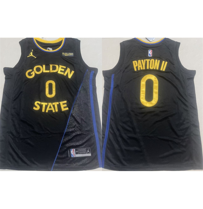 Men's Golden State Warriors #0 Gary Payton II Black 2024-25 Statement Edition Stitched Basketball Jersey