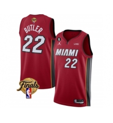 Men's Miami Heat #22 Jimmy Butler Red 2023 Finals Statement Edition With NO.6 Stitched Basketball Jersey