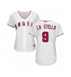 Women's Los Angeles Angels of Anaheim #9 Tommy La Stella Authentic White Home Cool Base Baseball Jersey