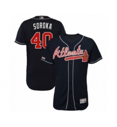 Men's Atlanta Braves #40 Mike Soroka Navy Blue Alternate Flex Base Authentic Collection Baseball Jersey