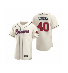 Men's Atlanta Braves #40 Mike Soroka Nike Cream Authentic 2020 Alternate Jersey