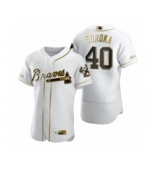 Men's Atlanta Braves #40 Mike Soroka Nike White Authentic Golden Edition Jersey