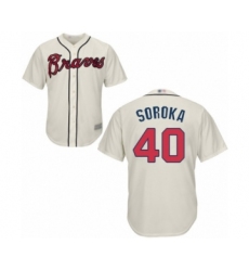 Youth Atlanta Braves #40 Mike Soroka Authentic Cream Alternate 2 Cool Base Baseball Jersey