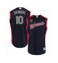 Men's Milwaukee Brewers #10 Yasmani Grandal Authentic Navy Blue National League 2019 Baseball All-Star Jersey