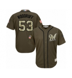 Men's Milwaukee Brewers #53 Brandon Woodruff Authentic Green Salute to Service Baseball Jersey