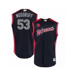 Men's Milwaukee Brewers #53 Brandon Woodruff Authentic Navy Blue National League 2019 Baseball All-Star Jersey