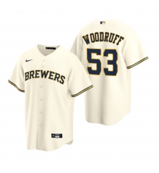 Men's Nike Milwaukee Brewers #53 Brandon Woodruff Cream Home Stitched Baseball Jersey