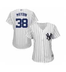 Women's New York Yankees #38 Cameron Maybin Authentic White Home Baseball Jersey