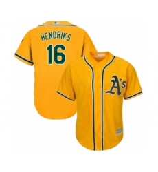 Men's Oakland Athletics #16 Liam Hendriks Replica Gold Alternate 2 Cool Base Baseball Jersey