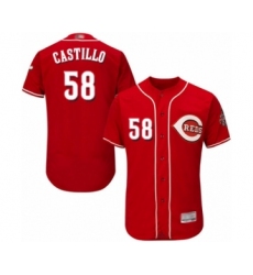 Men's Cincinnati Reds #58 Luis Castillo Red Alternate Flex Base Authentic Collection Baseball Jersey