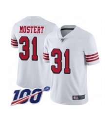 Men's San Francisco 49ers #31 Raheem Mostert White Vapor Untouchable Limited Player 100th Season Football Jersey