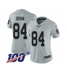 Women's Oakland Raiders #84 Antonio Brown Limited Silver Inverted Legend 100th Season Football Jersey