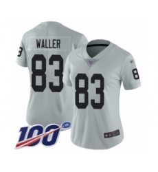 Women's Oakland Raiders #83 Darren Waller Limited Silver Inverted Legend 100th Season Football Jersey