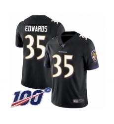 Men's Baltimore Ravens #35 Gus Edwards Black Alternate Vapor Untouchable Limited Player 100th Season Football Jersey