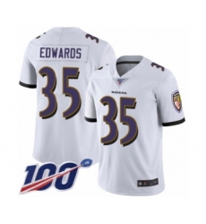 Youth Baltimore Ravens #35 Gus Edwards White Vapor Untouchable Limited Player 100th Season Football Jersey