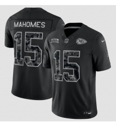 Men's Kansas City Chiefs #15 Patrick Mahomes Black 2026 F.U.S.E. Salute to Service Limited Football Stitched Jersey