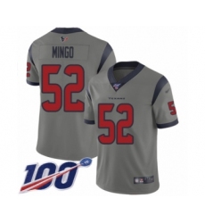 Men's Houston Texans #52 Barkevious Mingo Limited Gray Inverted Legend 100th Season Football Jersey