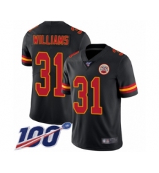 Men's Kansas City Chiefs #31 Darrel Williams Limited Black Rush Vapor Untouchable 100th Season Football Jersey