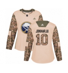 Women's Buffalo Sabres #10 Henri Jokiharju Authentic Camo Veterans Day Practice Hockey Jersey
