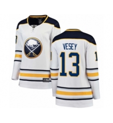 Women's Buffalo Sabres #13 Jimmy Vesey Fanatics Branded White Away Breakaway Hockey Jersey