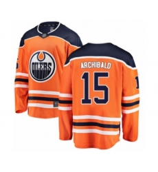 Men's Edmonton Oilers #15 Josh Archibald Authentic Orange Home Fanatics Branded Breakaway Hockey Jersey