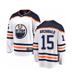 Youth Edmonton Oilers #15 Josh Archibald Authentic White Away Fanatics Branded Breakaway Hockey Jersey