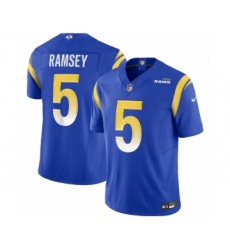 Men's Nike Los Angeles Rams #5 Jalen Ramsey Blue 2023 F.U.S.E. Vapor Untouchable Limited Football Stitched Jersey