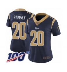 Women's Los Angeles Rams #20 Jalen Ramsey Navy Blue Team Color Vapor Untouchable Limited Player 100th Season Football Jersey