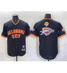 Men's Oklahoma City Thunder Team Big Logo Black 2025 Finals Vapor Stitched Baseball Jersey