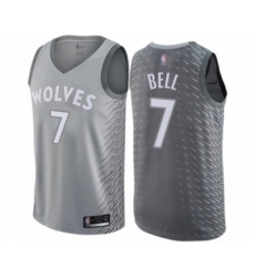 Men's Minnesota Timberwolves #7 Jordan Bell Authentic Gray Basketball Jersey - City Edition