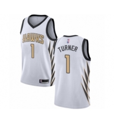 Men's Atlanta Hawks #1 Evan Turner Authentic White Basketball Jersey - City Edition