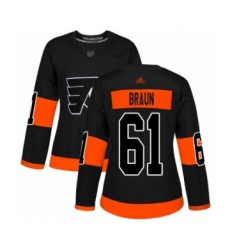 Women's Philadelphia Flyers #61 Justin Braun Authentic Black Alternate Hockey Jersey