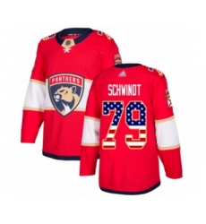 Youth Florida Panthers #79 Cole Schwindt Authentic Red USA Flag Fashion Hockey Jersey