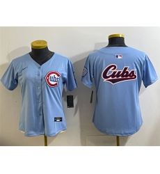 Women's Chicago Cubs Team Big Logo Blue 2024 25 2nd Alternatemited Stitched Baseball Jersey(Run Small)