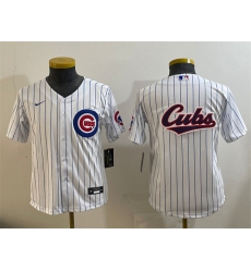 Youth Chicago Cubs Team Big Logo White Cool Base Stitched Baseball Jersey