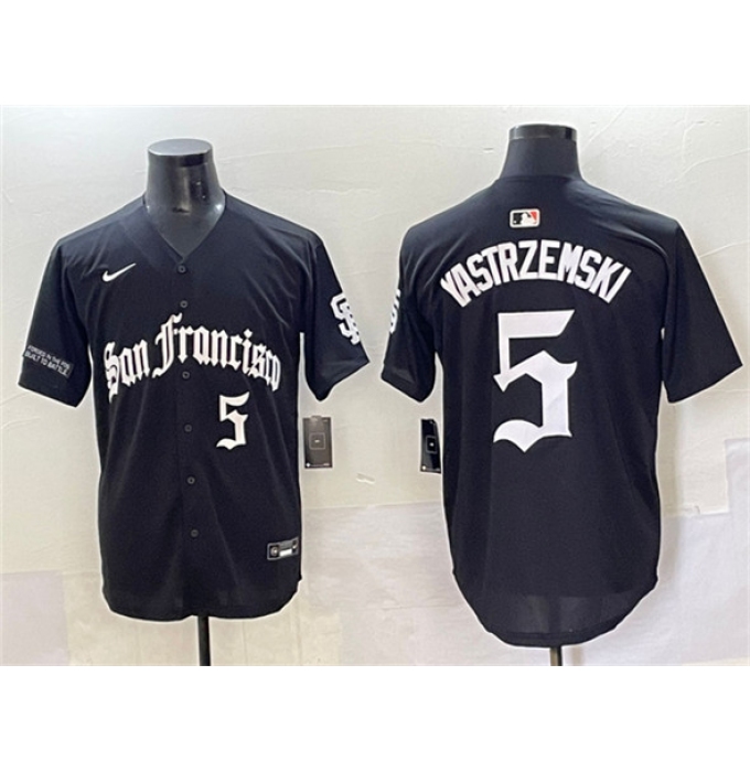 Men's San Francisco Giants #5 Mike Yastrzemski Black 'Gothic Fog Edition' Vapor Premier Limited Stitched Baseball Jersey