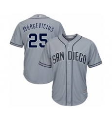 Men's San Diego Padres #25 Nick Margevicius Authentic Grey Road Cool Base Baseball Player Jersey