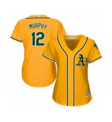 Women's Oakland Athletics #12 Sean Murphy Authentic Gold Alternate 2 Cool Base Baseball Player Jersey